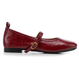 Skórzane baleriny w stylu Mary Jane czerwone