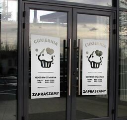 Naklejka na szybę, witrynę: Cukiernia z godzinami otwarcia