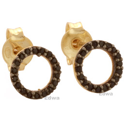 Kolczyki kółka z czarnymi cyrkoniami złote pr.585