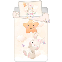 Pościel 100x135 Króliczek Gwiazdka beżowa poszewka 40x60