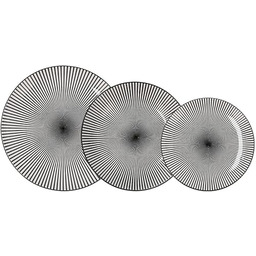 Nowoczesny, kompletny serwis stołowy z porcelany dla 6