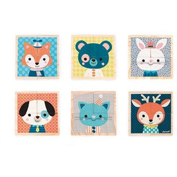 Janod, puzzle drewniane 6w1 Las