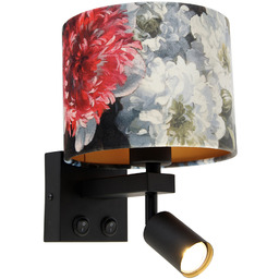Lampa ścienna czarna z lampką do czytania