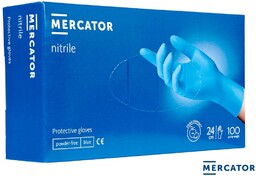 RĘKAWICE NITRYLOWE MERCATOR BEZPUDROWE; OP.=100SZT. NIEBIESKI