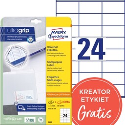 Trwałe etykiety papierowe 70 x 36 mm, białe