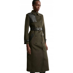 KAREN MILLEN PETITE PŁASZCZ DWURZĘDOWY Z PASKIEM KHAKI
