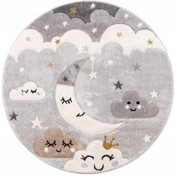 Dywan Dla Dzieci Okrągły Szary Ładny Miękki 120CM