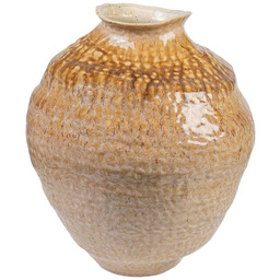 Romimex Wazon beżowy musztardowy porcelanowy 31 x 39