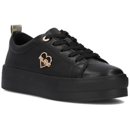 Skórzane sneakersy damskie - FILIPPO DP3533/25 CZARNY SERCE