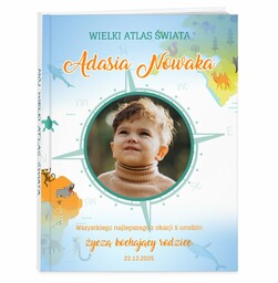 Atlas geograficzny z Twoim zdjęciem dla chłopca
