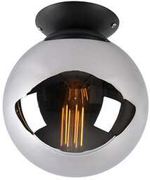 Lampa sufitowa art deco czarna z przydymionym szkłem