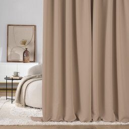 Zasłona zaciemniająca na taśmie marszczącej ciemnobeżowy 140 x