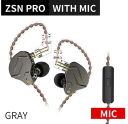 Słuchawki Dokanałowe KZ ZSN Pro Kolor: Szary, Kabel: