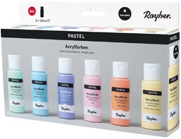 Rayher Zestaw sześciu pastelowych farb akrylowych do rękodzieła,