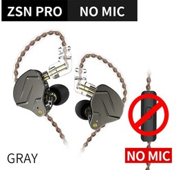Słuchawki Dokanałowe KZ ZSN Pro Kolor: Szary, Kabel: