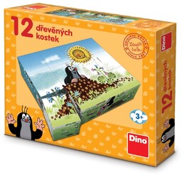 Drewniane klocki obrazkowe puzzle Rok Krecika 12 klocków