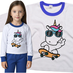 Piżama dziecięca Jednorożec Unicorn Na Deskorolce 110/116