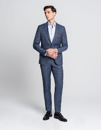 Marynarka do zestawu bresso niebieska w kratę slim