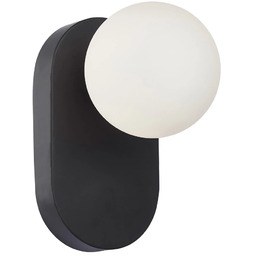 Kinkiet metalowy czarny z kulistym kloszem WL-2931-1-BK-WH