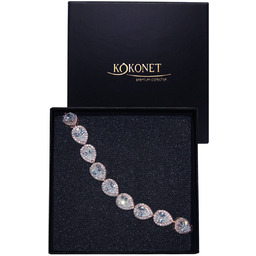 BRANSOLETKA rose gold migdały z cyrkoniami różowe złoto