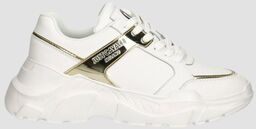 JUST CAVALLI Białe sneakersy ze złotym logo Fondo