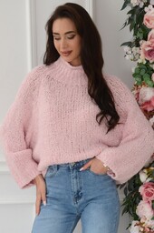 Sweter oversize reglan bukla pudrowy róż Duffy
