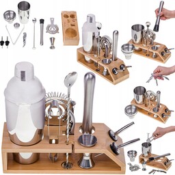 Zestaw Barmański Do Drinków Bambus Podstawka 10 el