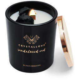 Crystallove Sandalwood Oud Black Obsidian Soy Candle Świeca