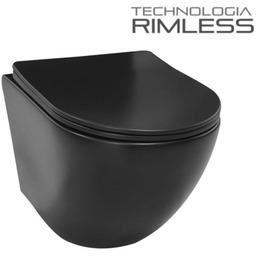 CZARNA MISKA WC RIMLESS 49x37 cm+ DESKA SLIM