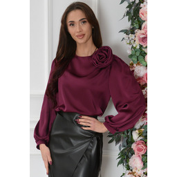 Bluzka satynowa z różą bordo Wiky