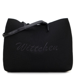 Duża torebka shopper z elementami ekoskóry czarna