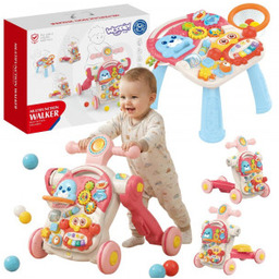 Hulajnoga Pchacz Chodzik Stolik Edukacyjny Jeździk 4w1 Woopie