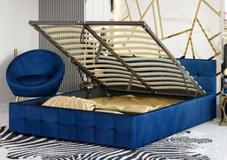 Łóżko tapicerowane z pojemnikiem SFG004 180x200 Welur Niebieski