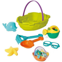 ZESTAW DO PIASKU PIASKOWNICY ŁÓDKA FOREMKI GRABKI ŁOPATKA