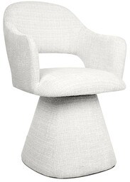 KRZESŁO Verona białe, geometryczna podstawa, zaokrąglone kształty, designerski