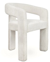 KRZESŁO Logan biała tkanina, zaokrąglone nowoczesne kształty, designerski