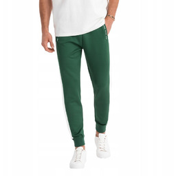 Dresowe spodnie męskie joggery ciemnozielone wygodne OM-PASK-0229 V7