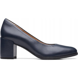 CLARKS CZÓŁENKA NA OBCASIE GRANATOWE WSUWANE SKÓRA 41