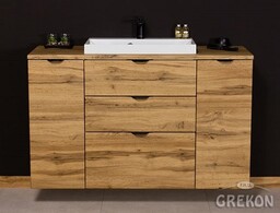 Szafka łazienkowa z umywalką nablatową dąb naturalny 120
