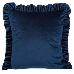 Eurofirany Poszewka dekoracyjna 45x45 Velvet 25 granatowa falbana