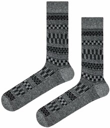 Ciepłe Wełniane Skarpetki Zimowe - Popielate w Czarny,