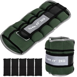 ZIELONE REGULOWANE OBCIĄŻNIKI 2x 2 KG NA RĘCE