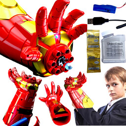 IRON MAN ZESTAW 5w1 WYRZUTNIA KULEK ŻELOWYCH RĘKAWICA