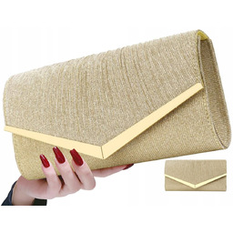 Torebka Wieczorowa Złota Kopertówka Wizytowa Mała