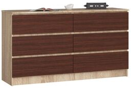 Komoda do sypialni, 6 szuflad, STILO, 140x40x77 cm,