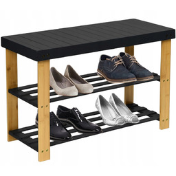 Ławka regał na buty Milos z półkami- czarny