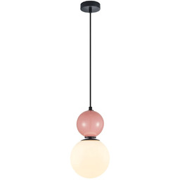 Lampa wisząca szklana kulista różowo-biała PND-36603-1M-BK-PK z serii