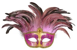 Maska Brokatowa Z Piórami
