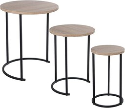 Alexandra House Living Zestaw 3 stołów Brązowy Czarny