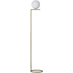 Lampa Podłogowa Złota Szklana Kula Mleczna Abruzzo Home